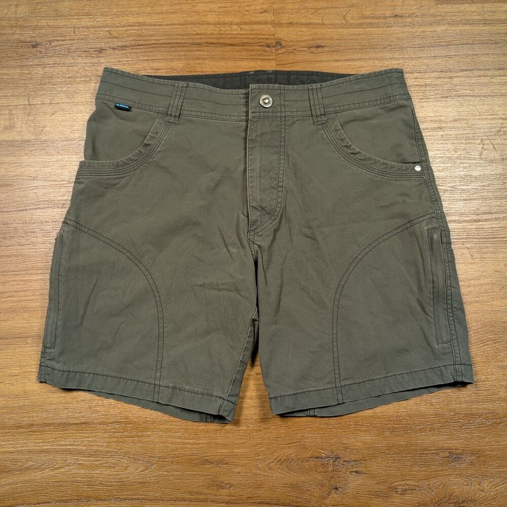 Kuhl Ramblr Shorts Mens 32 Green Stretch Canvas Hiking Outdoor Short 8"